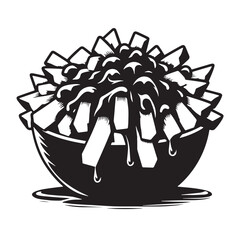 Black and White Poutine and French Fries Illustration