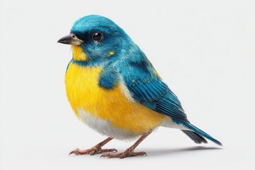 Small bird featuring yellow and blue feathers