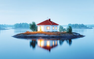 Fototapeta premium Tranquil island house at dawn