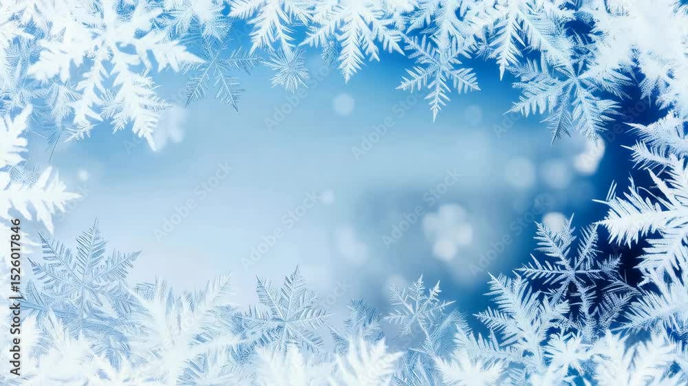 Poster elegant abstract video background animation with snowflakes and blue tones providing space for text 