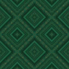 Green geometric pattern with rhombuses. Seamless background for print, web, design.