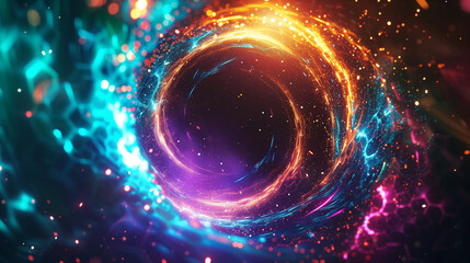 Obraz premium Enigmatic Spiral Nebula with Explosive Colors and Starry Background