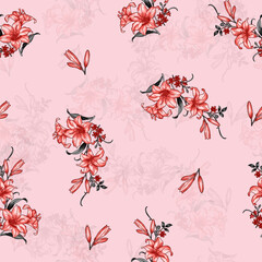 All Over Flower Design Seamless Pattern With Some Texture Digital Print Textile