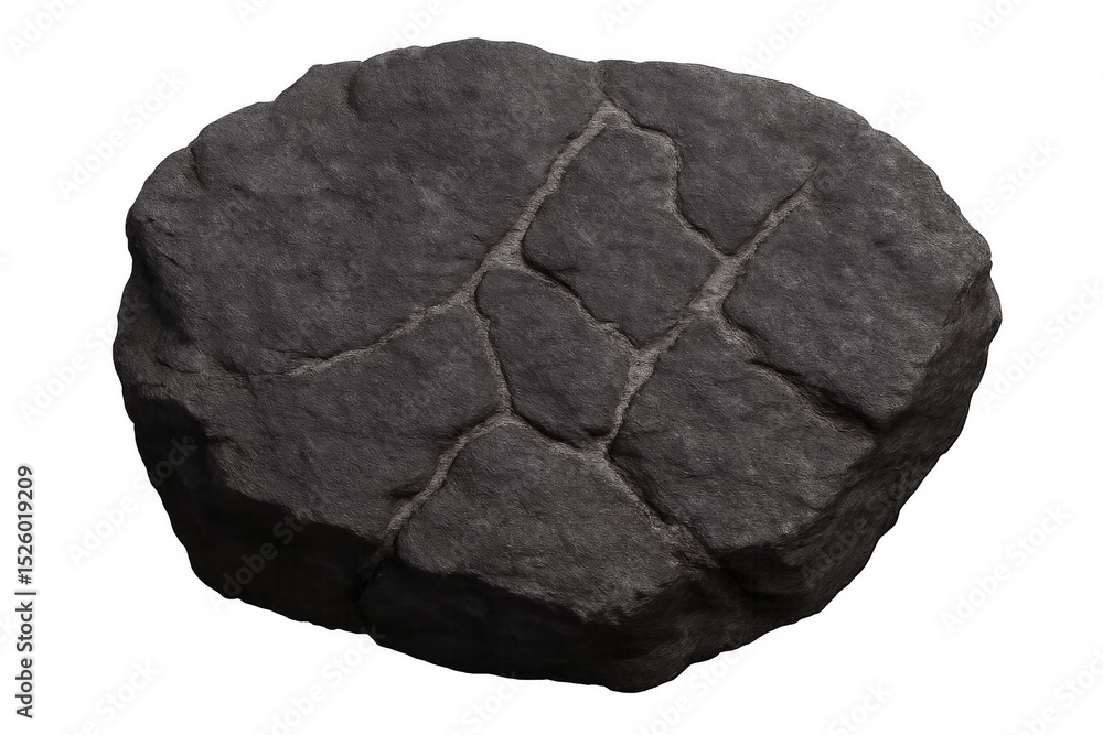 Aufkleber dark fractured stone hovering against transparent backdrop, ideal for digital compositing and graphi