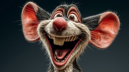 Cheerful Cartoon Rat Smiling