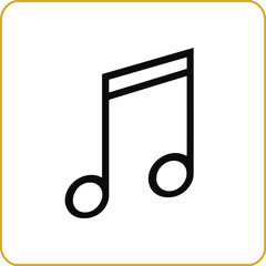 Simple eighth note music icon black outline design