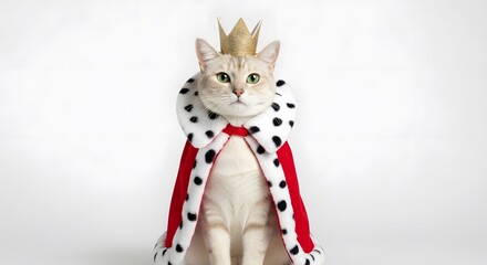 Regal Cat: A Funny Portrait of a Kingly Feline with Crown and Robe