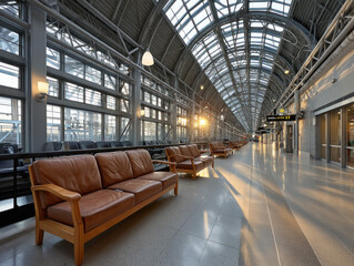 Obraz premium A spacious airport interior designed for passenger convenience