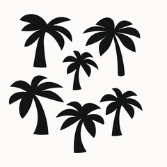 Obraz premium Silhouette Collection Seven Tropical Palm Trees, Perfect for Summer Designs