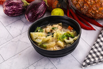 Chinese wonton soup with dumplings