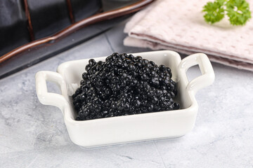 black sturgeon caviar in the bowl