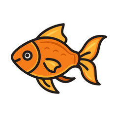 Cartoon Handdrawn Golden Fish Pet Aquatic Animal Illustration