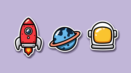 Fototapeta premium Creative rocket, planet, and astronaut graphic design for educational and decorative purposes