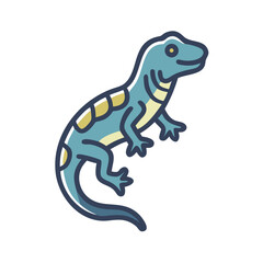 Obraz premium Modern Cartoon Lizard Outline Illustration Aquatic Reptile Icon Shape Graphic