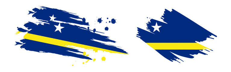 Vector illustration of Curacao flag in brush stroke effect on transparent background
