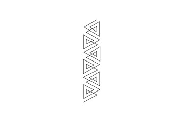 Geometric border of continuous line spiral triangles, minimalist abstract vector pattern.