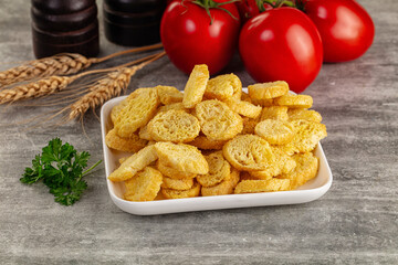 Crunchy croutons heap - roasted bread