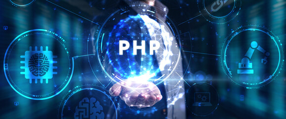 Business, Technology, Internet and network concept. PHP abbreviation. Modern technology concept.