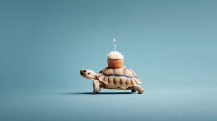 Turtle carrying cupcake