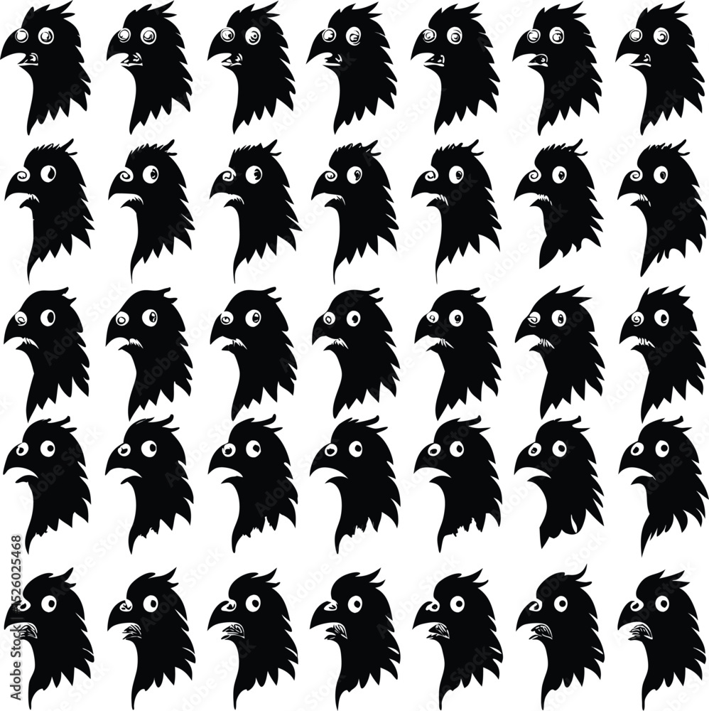 Poster abstract raven head pattern repeating illustration design for graphic resources and decorative eleme