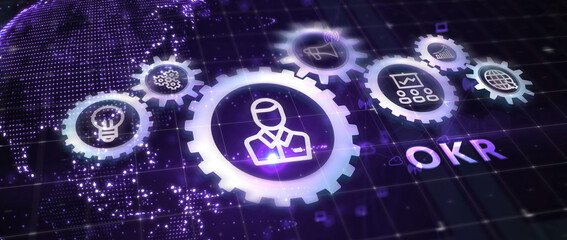 OKR Objectives key results. Business, Technology, Internet and network concept. 3d illustration