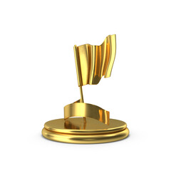 Golden Flag Trophy Isolated on Transparent Background