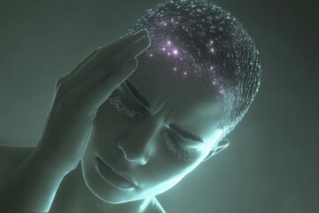 Headache digital portrait