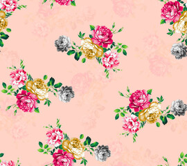 All Over Flower Design Seamless Pattern With Some Texture Digital Print Textile