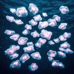Jellyfish cluster in deep water