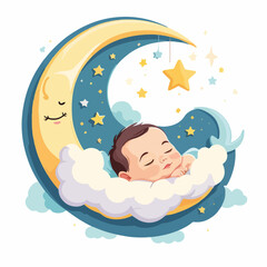 Moon with Baby Icon Vector
