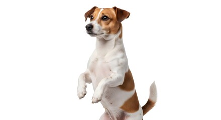 Adorable Jack Russell Terrier Performing a Begging Trick on White Background