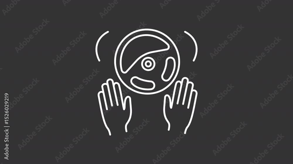 Poster steering wheel white line animation. autonomous car animated icon. moving signal waves. artificial i