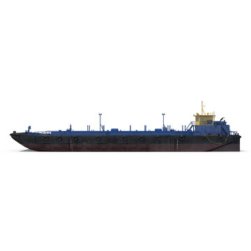 Blue Oil Tanker Cargo Ship Isolated on Transparent Background