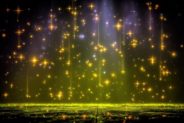 Sparkling golden stars raining down