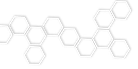 Abstract geometric technology 3d white light structure technology out line hexagon polygonal honeycomb luxury pattern vector background.	