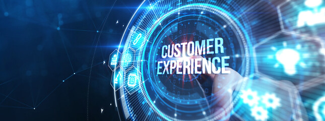 Business, technology, internet and network concept. The future of technology. Virtual screen of the future with the inscription: customer experience.