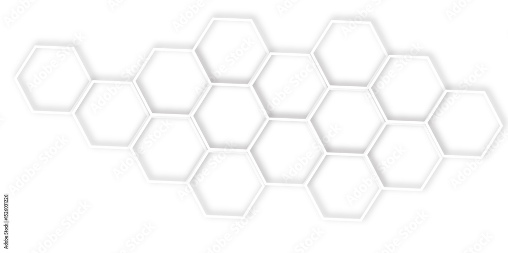 Poster abstract geometric technology 3d white light structure technology out line hexagon polygonal honeyco