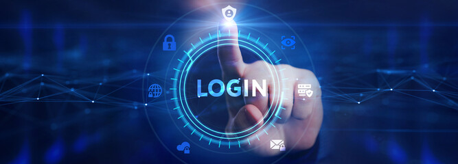 Concept of login. Business, Technology, Internet and network concept.