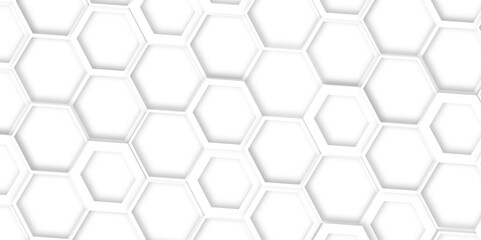 Abstract geometric technology 3d white light structure technology out line hexagon polygonal honeycomb luxury pattern vector background.	
