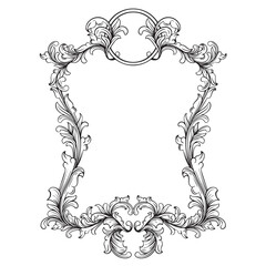 decorative vintage baroque frame with floral ornament illustration art