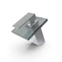 Modern Single Handle Chrome Bathroom Faucet Isolated on Transparent Background