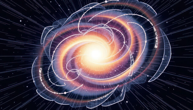 Cosmic Spiral Galaxy Celestial Swirl, Starburst, and Nebula