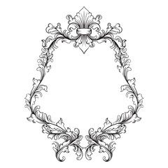 decorative vintage baroque frame with floral ornament illustration art