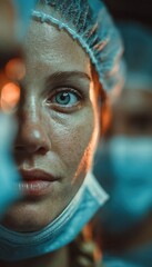 Close-up of focused medical worker