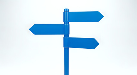 Direction sign post mockup blue arrow signpost wayfinding signage guidepost directional choice information 3d
