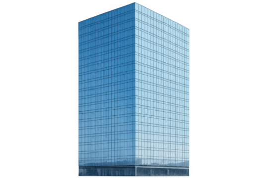 Sleek glass skyscraper mirroring urban landscape, transparent backdrop highlighting contemporary architectural design and cityscape reflection