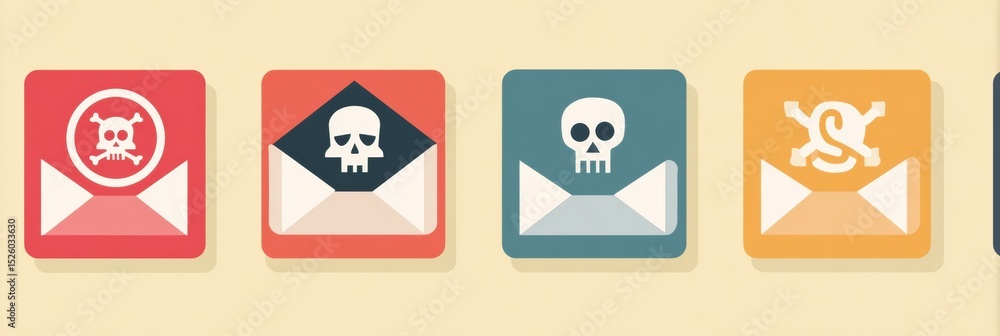 Poster Email Inbox Cluttered With Malware Icons Indicating an Urgent Cybersecurity Threat