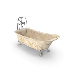 Obraz premium Marble Clawfoot Bathtub with Faucet Isolated on Transparent Background