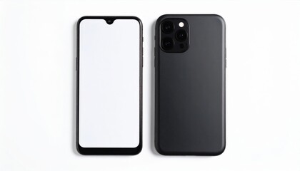 Two Black Smartphones Mockup On White Background