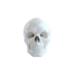 Obraz premium Shiny White Skull on transparent background, Death and Mortality Concept.